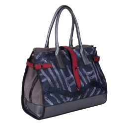GEANTA ZEVO DAMA ALBASTRA OFFICE PIELE NATURALA TIP UNICAT COLECTIA PATCHWORK TAMARA