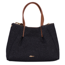 GEANTA ZEVO SHOPPING DAMA NEAGRA RAFIE SI PIELE NATURALA DIMENSIUNE MEDIE PAULA