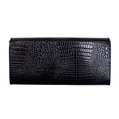 PORTOFEL DAMA NEGRU PIELE NATURALA LACUITA PRINT CROCODIL DANIELA
