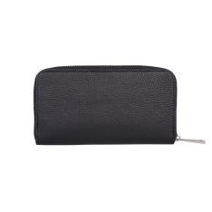 PORTOFEL ZEVO DAMA NEGRU PIELE TEXTURATA ACCESORII ARGINTII