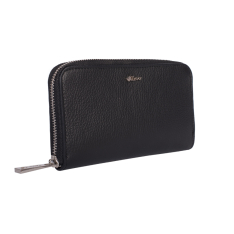 PORTOFEL ZEVO DAMA NEGRU PIELE TEXTURATA ACCESORII ARGINTII