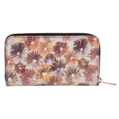PORTOFEL ZEVO DAMA MULTICOLOR MARE PATCHWORK PIELE NATURALA PRINT FRUNZE
