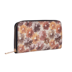 PORTOFEL ZEVO DAMA MULTICOLOR MARE PATCHWORK PIELE NATURALA PRINT FRUNZE