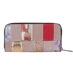 PORTOFEL ZEVO DAMA MULTICOLOR MARE PATCHWORK PIELE NATURALA PRINT 5