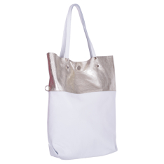 GEANTA ZEVO SHOPPING DAMA ALBA CU AURIU PIELE NATURALA STEFANIA