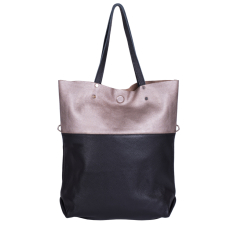 GEANTA ZEVO SHOPPING DAMA NEAGRA CU BRONZ PIELE NATURALA STEFANIA