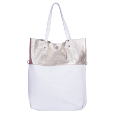 GEANTA ZEVO SHOPPING DAMA ALBA CU AURIU PIELE NATURALA STEFANIA