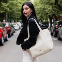 GEANTA ZEVO SHOPPER DAMA NUDE PIELE NATURALA TEODORA