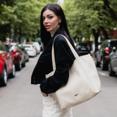 GEANTA ZEVO SHOPPER DAMA NUDE PIELE NATURALA TEODORA