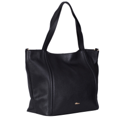 GEANTA ZEVO SHOPPER DAMA NEAGRA PIELE NATURALA ACCESORII AURII TEODORA