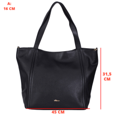GEANTA ZEVO SHOPPER DAMA NEAGRA PIELE NATURALA ACCESORII AURII TEODORA
