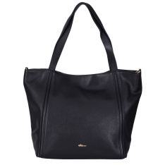 GEANTA ZEVO SHOPPER DAMA NEAGRA PIELE NATURALA ACCESORII AURII TEODORA
