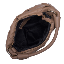 GEANTA ZEVO DAMA TAUPE PIELE NATURALA PREMIUM IMPLETITA URANIA