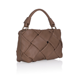 GEANTA ZEVO DAMA TAUPE PIELE NATURALA PREMIUM IMPLETITA URANIA