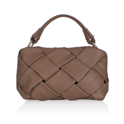 GEANTA ZEVO DAMA TAUPE PIELE NATURALA PREMIUM IMPLETITA URANIA