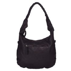 GEANTA ZEVO DAMA NEAGRA PIELE NATURALA ASPECT VINTAGE DETALIU FRUNZE ALIDA
