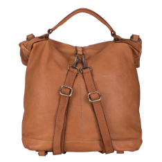 RUCSAC TIP GEANTA ZEVO DAMA CARAMEL PIELE NATURALA ASPECT VINTAGE DETALIU IMPLETITURA AMBROZIA