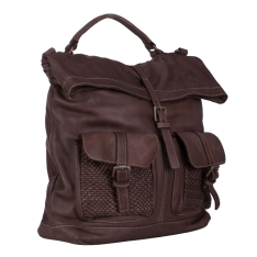 RUCSAC TIP GEANTA ZEVO DAMA MARO PIELE NATURALA ASPECT VINTAGE DETALIU IMPLETITURA AMBROZIA