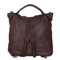 RUCSAC TIP GEANTA ZEVO DAMA MARO PIELE NATURALA ASPECT VINTAGE DETALIU IMPLETITURA AMBROZIA