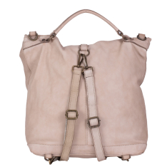 RUCSAC TIP GEANTA ZEVO DAMA CREM PIELE NATURALA ASPECT VINTAGE DETALIU IMPLETITURA AMBROZIA