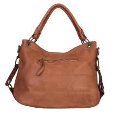 GEANTA ZEVO DAMA CARAMEL PIELE NATURALA VINTAGE DETALIU CUSATURA ANDRADA