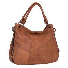 GEANTA ZEVO DAMA CARAMEL PIELE NATURALA VINTAGE DETALIU CUSATURA ANDRADA