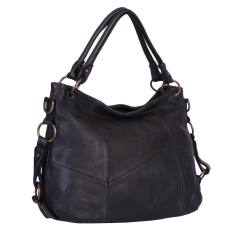 GEANTA ZEVO DAMA NEAGRA PIELE NATURALA VINTAGE DETALIU CUSATURA ANDRADA