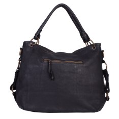 GEANTA ZEVO DAMA NEAGRA PIELE NATURALA VINTAGE DETALIU CUSATURA ANDRADA