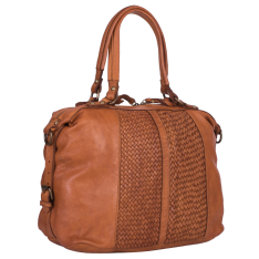 GEANTA ZEVO DAMA CARAMEL PIELE NATURALA VINTAGE DETALIU IMPLETITURA ANTONIA