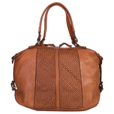 GEANTA ZEVO DAMA CARAMEL PIELE NATURALA VINTAGE DETALIU IMPLETITURA ANTONIA