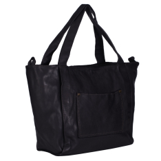 GEANTA ZEVO DAMA NEAGRA PIELE NATURALA VINTAGE BUZUNAR APLICAT ARABELA