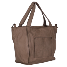 GEANTA ZEVO DAMA TAUPE PIELE NATURALA VINTAGE BUZUNAR APLICAT ARABELA