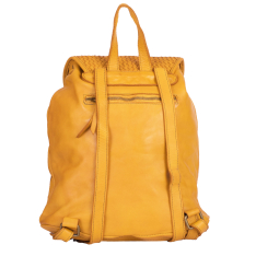 RUCSAC ZEVO DAMA GALBEN PIELE NATURALA VINTAGE CU IMPLETITURA AURELIA