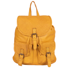 RUCSAC ZEVO DAMA GALBEN PIELE NATURALA VINTAGE CU IMPLETITURA AURELIA