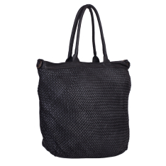 GEANTA ZEVO DAMA SHOPPER NEAGRA PIELE NATURALA ASPECT VINTAGE CATALINA