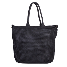 GEANTA ZEVO DAMA SHOPPER NEAGRA PIELE NATURALA ASPECT VINTAGE CATALINA