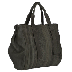 GEANTA ZEVO DAMA KAKI PIELE NATURALA VINTAGE DETALIU DUNGI VERTICALE CODRUTA