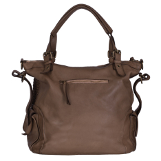 GEANTA ZEVO DAMA TAUPE PIELE NATURALA ASPECT VINTAGE DETALIU IMPLETITURA DORINA
