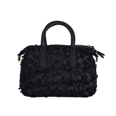 GEANTA ZEVO DAMA NEAGRA PIELE NATURALA VINTAGE PRINT FLORAL DIMENSIUNE MICA INES