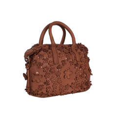 GEANTA ZEVO DAMA CONIAC PIELE NATURALA VINTAGE PRINT FLORAL DIMENSIUNE MICA INES