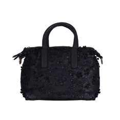 GEANTA ZEVO DAMA NEAGRA PIELE NATURALA VINTAGE PRINT FLORAL DIMENSIUNE MICA INES