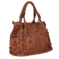 GEANTA ZEVO DAMA CONIAC PIELE NATURALA VINTAGE PRINT FLORAL INES