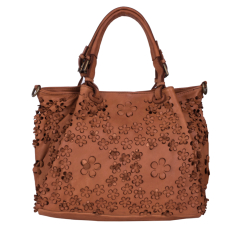 GEANTA ZEVO DAMA CONIAC PIELE NATURALA VINTAGE PRINT FLORAL INES