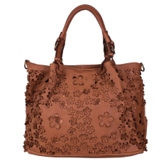 GEANTA ZEVO DAMA CONIAC PIELE NATURALA VINTAGE PRINT FLORAL INES