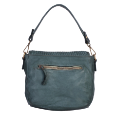 GEANTA ZEVO DAMA VERDE KAKI PIELE NATURALA VINTAGE DETALIU IMPLETITURA TIP POSTAS ISABELA