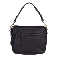 GEANTA ZEVO DAMA NEAGRA PIELE NATURALA VINTAGE DETALIU IMPLETITURA TIP POSTAS ISABELA