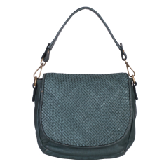 GEANTA ZEVO DAMA VERDE KAKI PIELE NATURALA VINTAGE DETALIU IMPLETITURA TIP POSTAS ISABELA