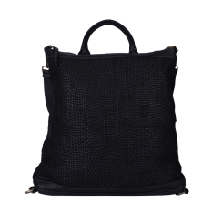 RUCSAC GEANTA ZEVO DAMA NEGRU PIELE NATURALA VINTAGE INTRETESUTA OLIMPIA