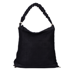 RUCSAC GEANTA ZEVO DAMA NEGRU PIELE NATURALA VINTAGE INTRETESUTA OLIMPIA