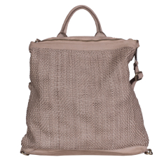 RUCSAC GEANTA ZEVO DAMA CREM PIELE NATURALA VINTAGE INTRETESUTA OLIMPIA